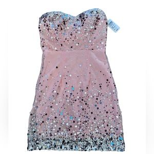Windsor Peach Sequin Mini Dress Size 3 NWT